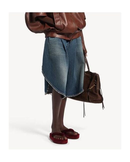 Balenciaga Blue Distressed Tulip Bermuda Shorts