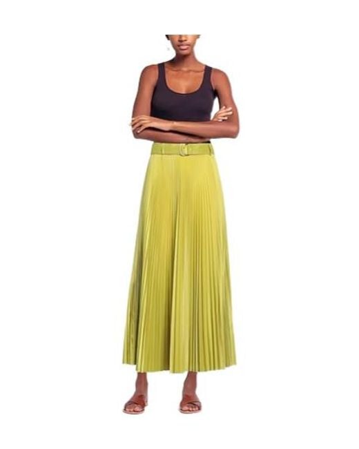 Max Mara Yellow Solid-Color Pleated Skirt