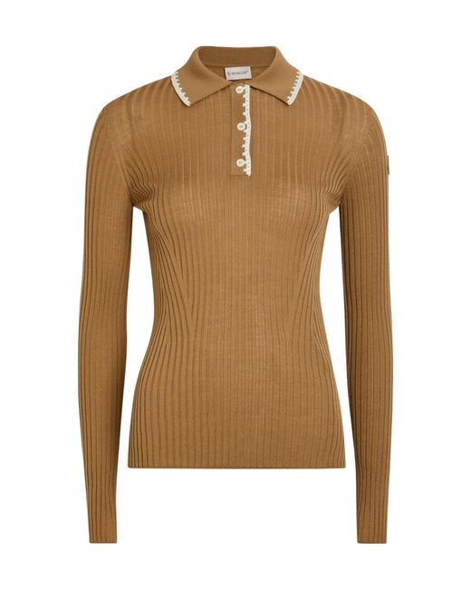 Moncler Brown Wool Polo Top