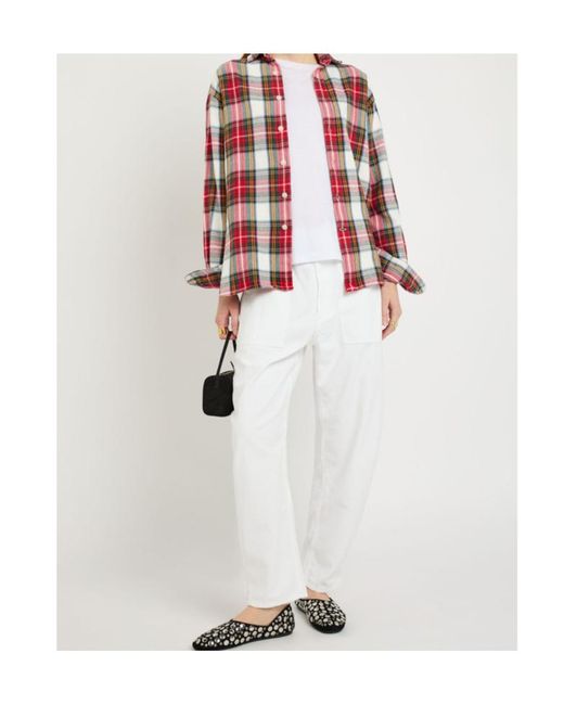 Polo Ralph Lauren White Barrel-Leg Cotton Trousers