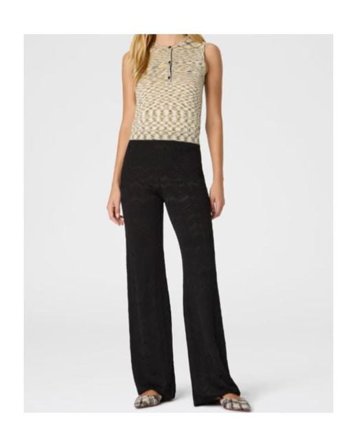 Missoni Black Chevron-Pattern Knit Trousers