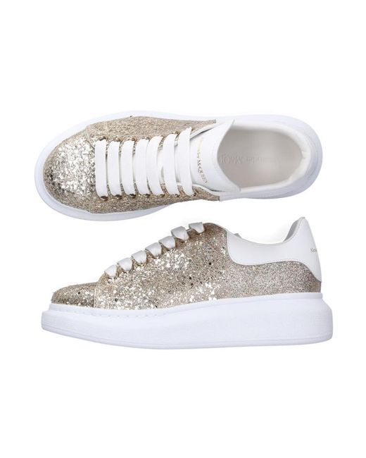 McQueen White Oversize Glitter Sneakers