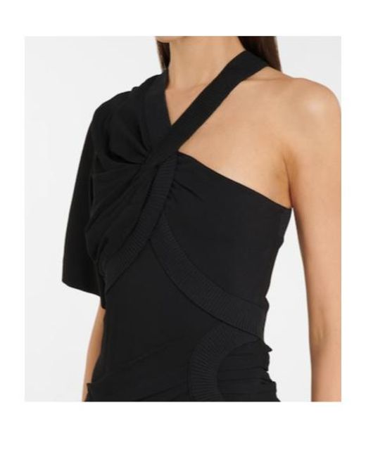 Stella McCartney Black Emmeline Crêpe One-Shoulder Midi Dress
