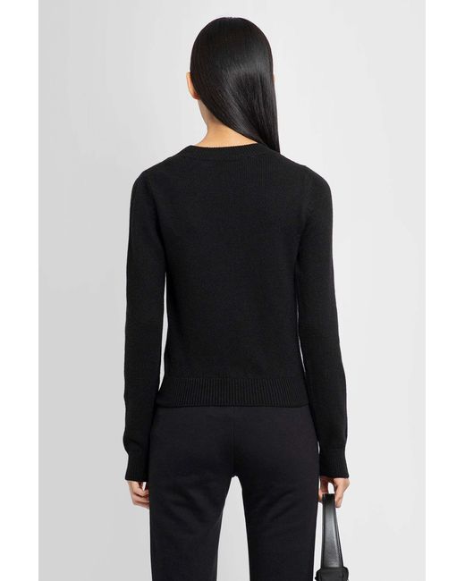 Palm Angels Black Logo Embroidered Knitted Jumper