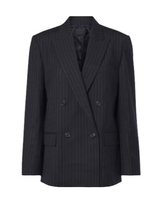 Nili Lotan Blue Leston Pinstriped Wool Blazer