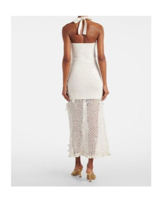 Oscar de la Renta White Crochet Cotton Maxi Dress