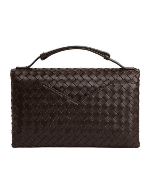 Bottega Veneta Black Intrecciato Knot Lock Crossbody Bag