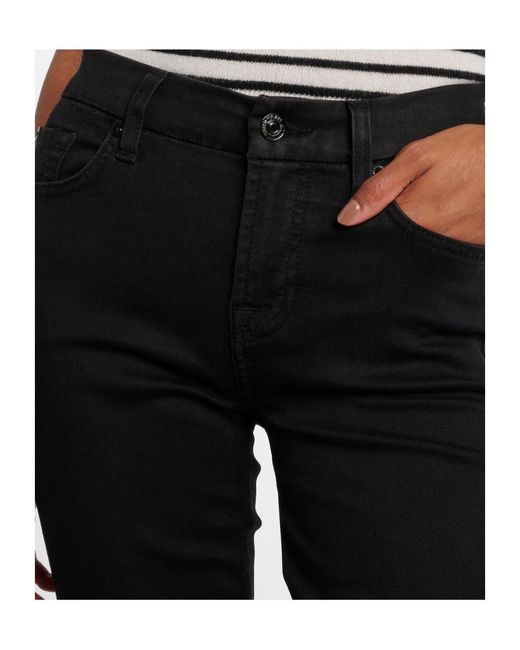 7 For All Mankind Black Kimmie Straight Mid-Rise Slim Jeans