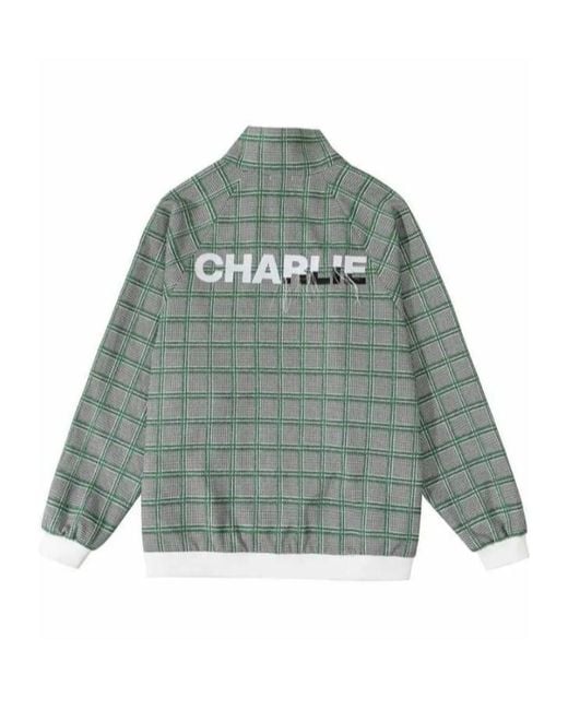 CHARLIE LUCIANO Green Panda Zipper Jacket for men