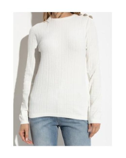 Balmain White Logo Monogram Jumper