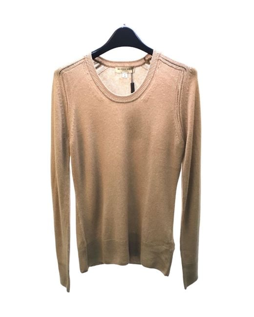 Burberry Natural Round-Collar Cashmere Knitted Pullover
