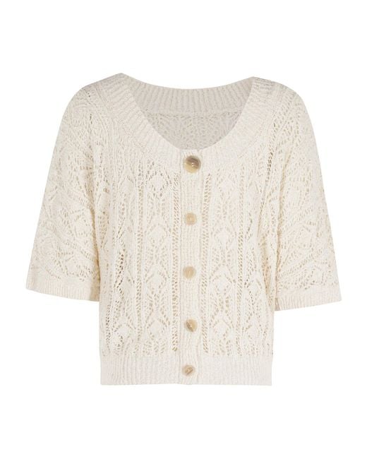 Semicouture White Button-Down Cardigan