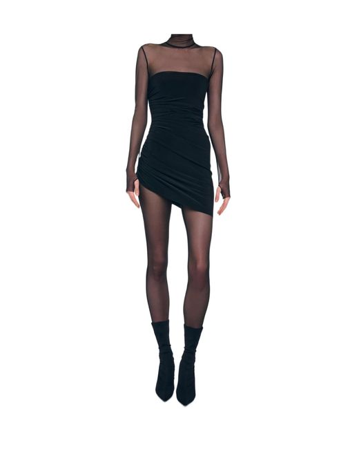 Norma Kamali Black Sheer Turtleneck Jumpsuit
