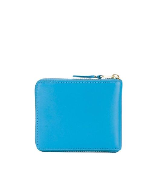 Comme des Garçons Blue Leather Zip Wallet for men
