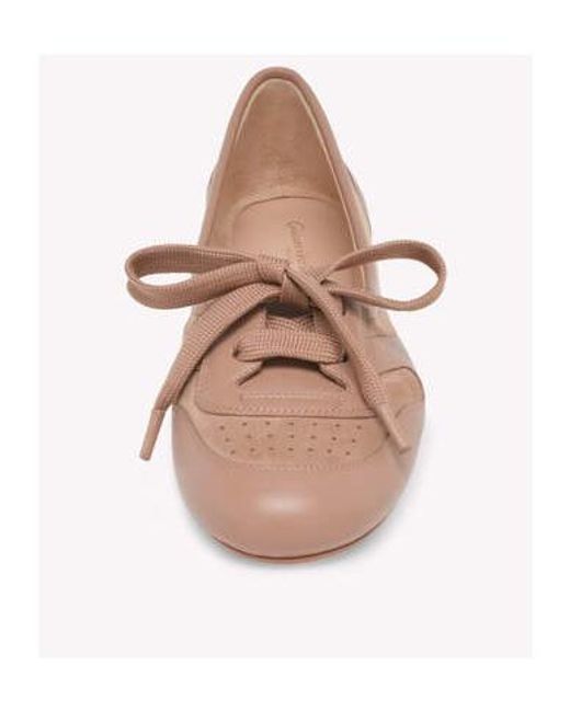 Gianvito Rossi Brown Lace-Up Ballet Flats