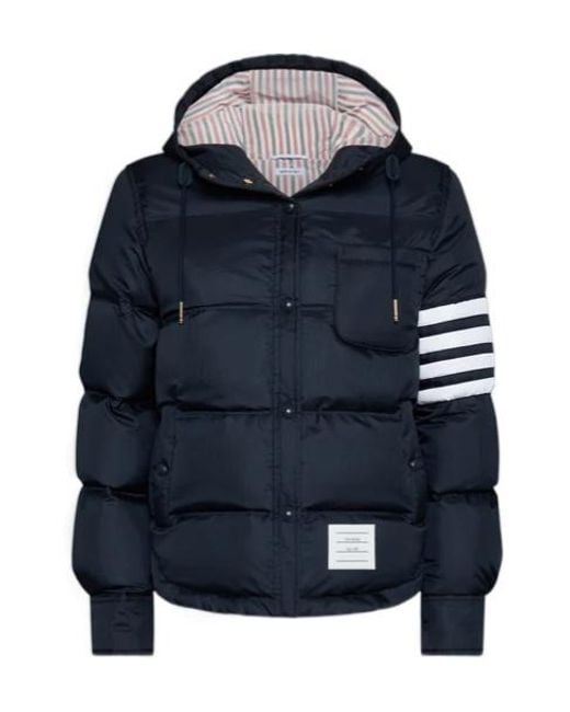 Thom Browne Blue Down Hooded Jacket