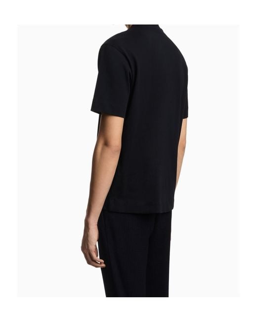 Emporio Armani Black Logo Embroidered Crewneck T-Shirt for men
