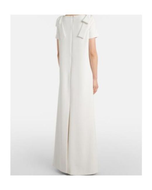 Carolina Herrera White Bow-Detail Floral Gown