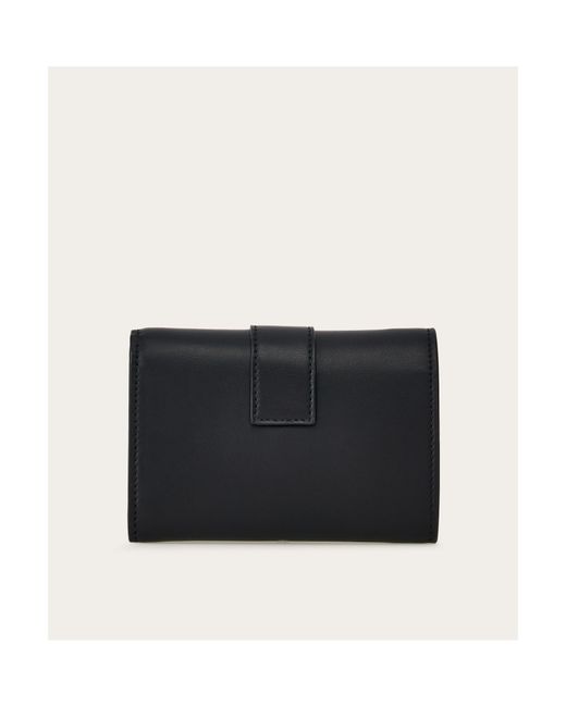 Ferragamo Black Hug Compact Two-tone Wallet