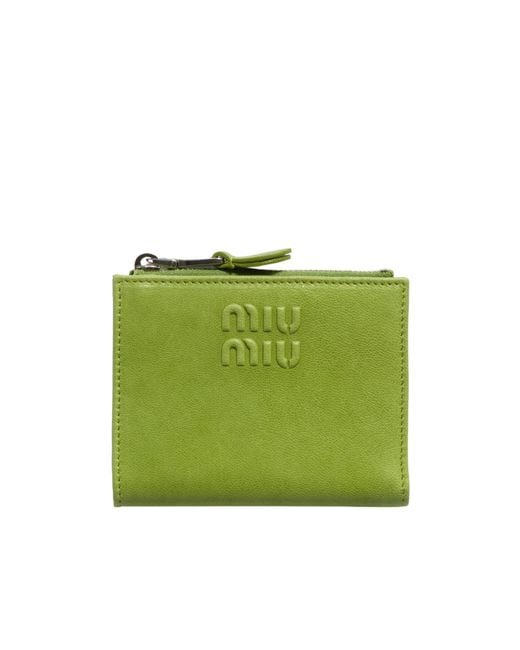 Miu Miu Green Small Leather Wallet