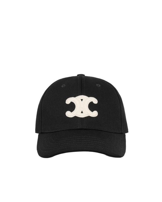 Céline Black Triomphe Baseball Cap for men