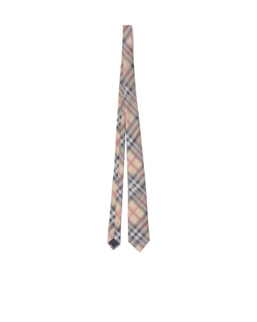Burberry White Checked Pointed-Tip Tie for men
