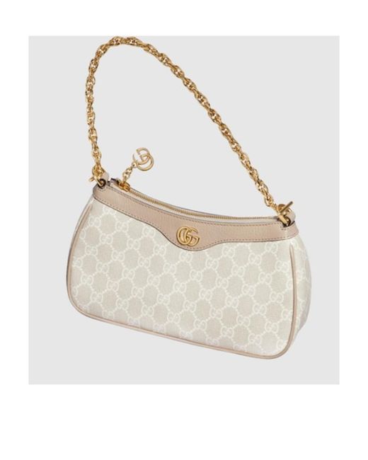Gucci Natural Ophidia Logo Plaque Shoulder Bag