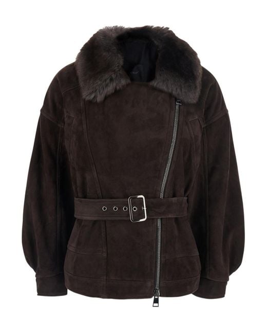 Blancha Black Leather Jacket With A Zipper