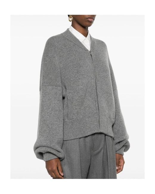 Khaite Gray Rhea Long-Sleeved Zipped Cardigan