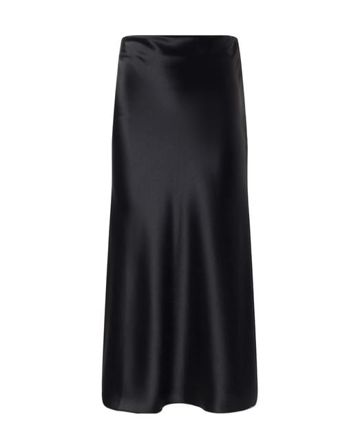 Galvan Black Valetta Satin Midi Skirt