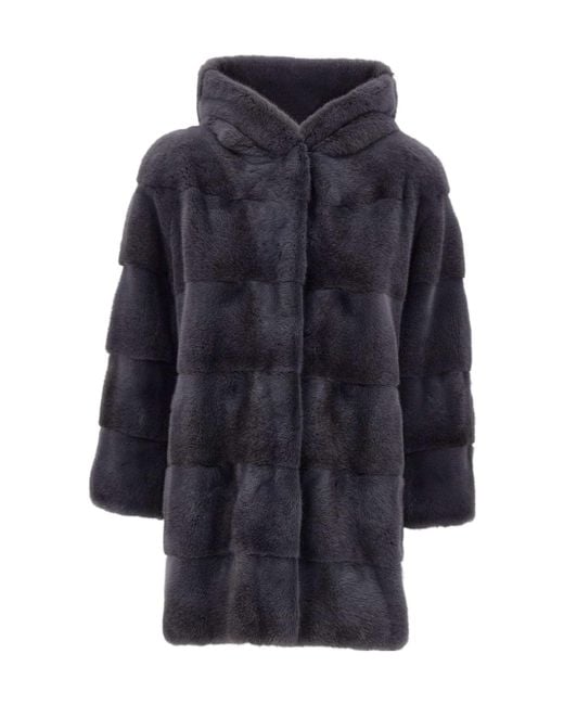 FRAME Blue Fur Coat