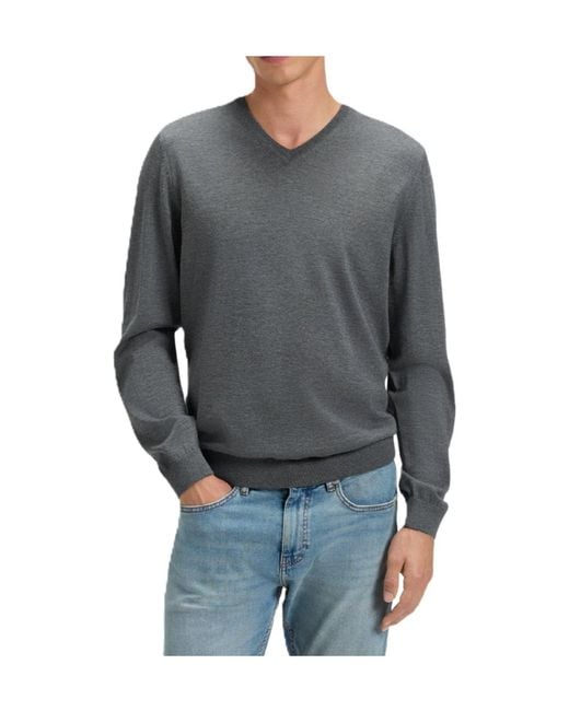 Boss Gray V-Neck Knit Sweater for men