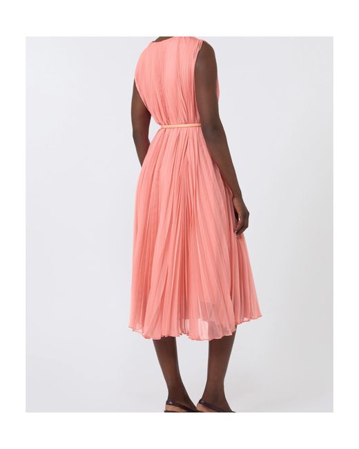 Max Mara Pink Pianoforte Pleated Chiffon Dress