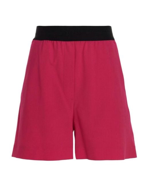 MSGM Red Elasticated Waist Bermuda Shorts