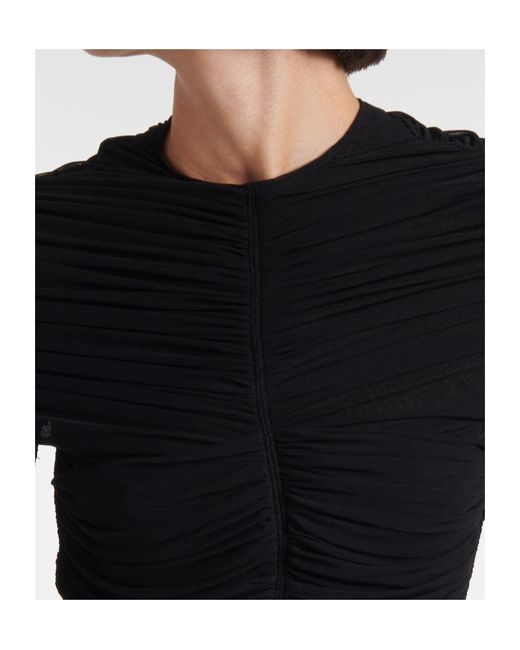 Mugler Black Pleated Back Mesh Dress