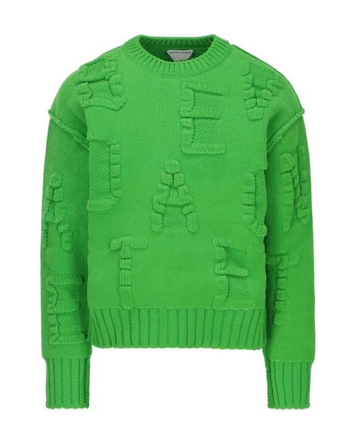 Bottega Veneta Green Knitted Long-Sleeve Jumper for men