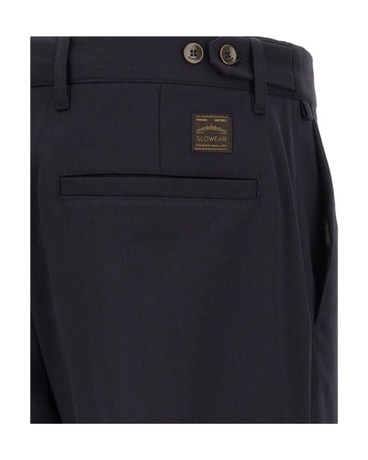 Incotex Blue Pleated Tailored Pants for men