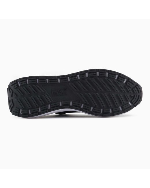 EA7 Black Logo-Print Low-Top Sneakers for men