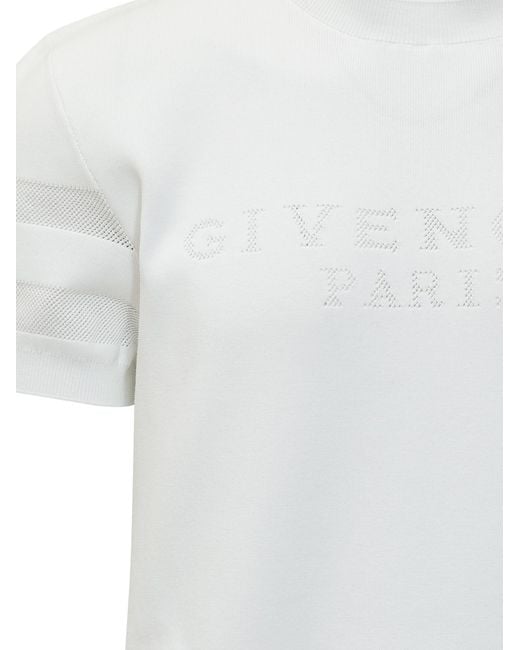 Givenchy White Logo Short Sleeve Knitted Top for men