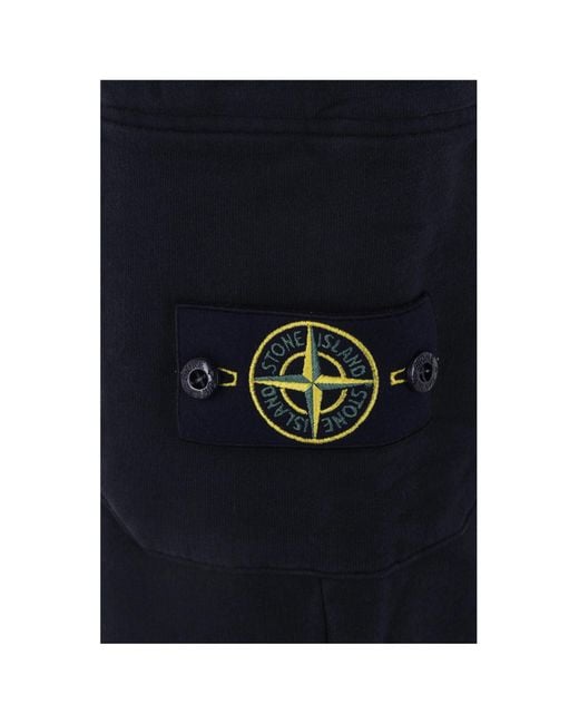 Stone Island Blue Logo Patch Drawstring Trousers for men