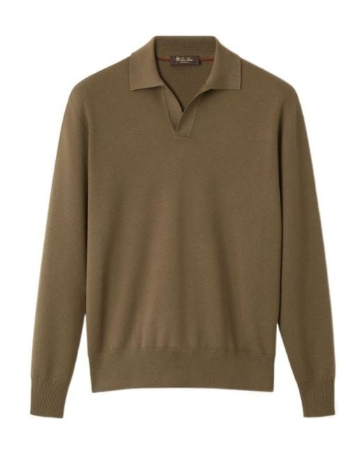 Loro Piana Green Buttonless Polo Shirt for men