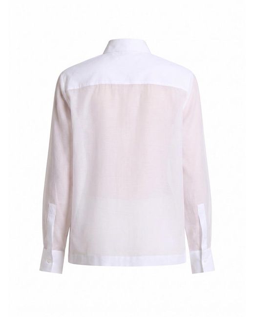 Peserico White Long-Sleeved Sheer Shirt