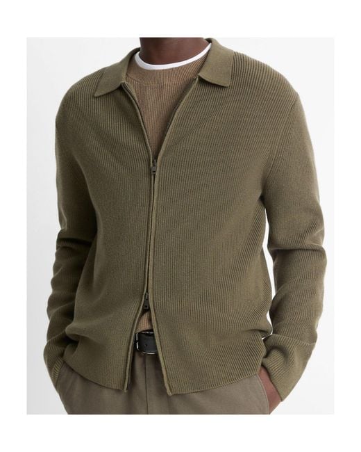Vince Green Knit Zip Cardigan for men