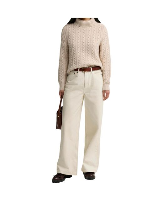 Barbour Natural Cableknit Turtleneck Sweater