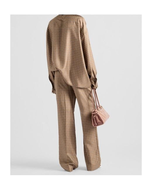 Prada Natural Silk Twill Printed Trousers