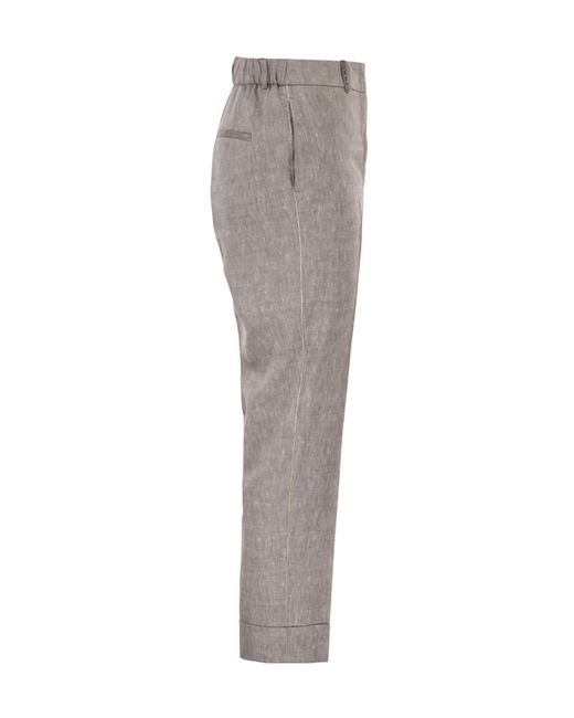 Peserico Gray Straight-Leg Cuffed Pants