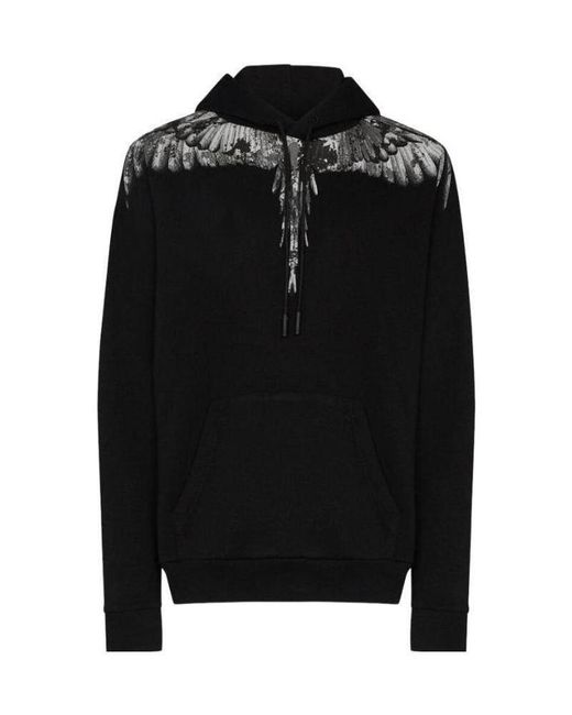 Marcelo Burlon Black Wing Print Hooded Hooded Hoodie for men
