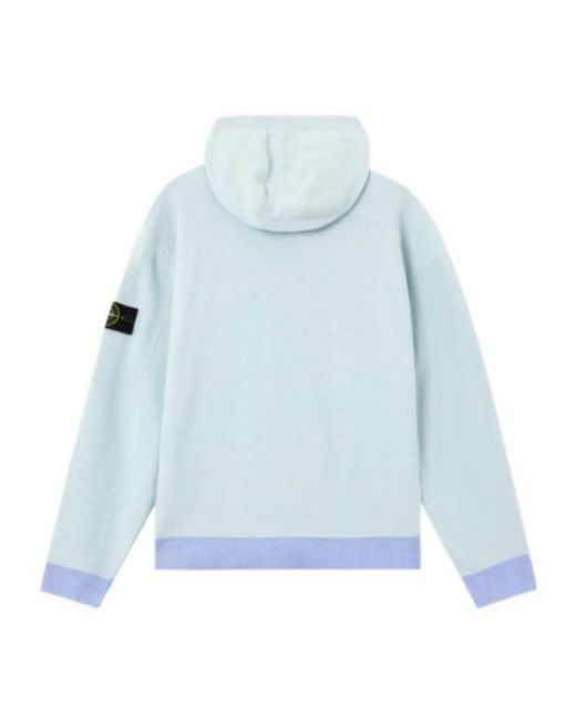 Stone Island Blue Logo Patch Zip Hooded Jacket for men