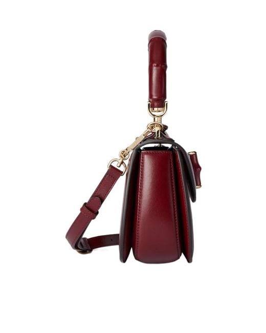 Gucci Red Bamboo 1947 Small Top Handle Bag