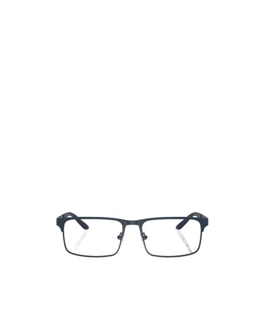 Emporio Armani White Rectangular Frame Glasses for men